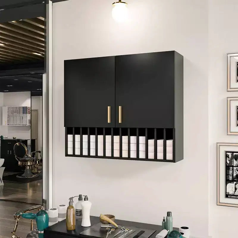 Hair Color Organizer Rack, Wall-Mounted Adjustable Shelves Salon Cabinet, White