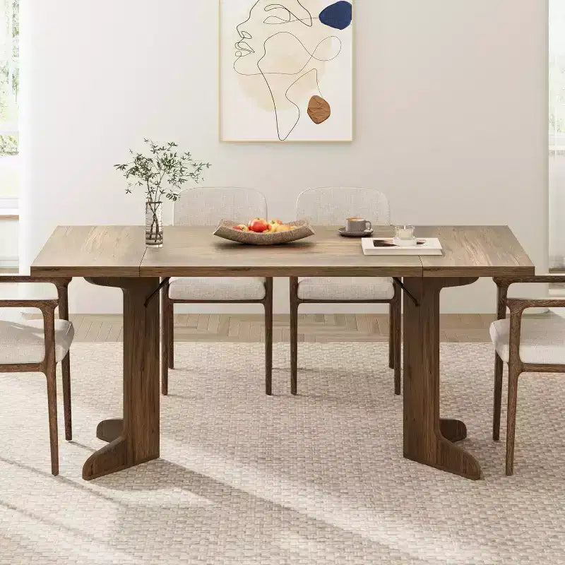 CuisinSmart 71 Dining Table for 6 to 8 People, Modern Dinner Table with Unique Wooden Legs, Rectangle Dining Table