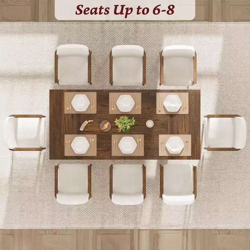 CuisinSmart 71 Dining Table for 6 to 8 People, Modern Dinner Table with Unique Wooden Legs, Rectangle Dining Table