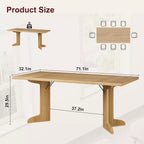 CuisinSmart 71 Dining Table for 6 to 8 People, Modern Dinner Table with Unique Wooden Legs, Rectangle Dining Table