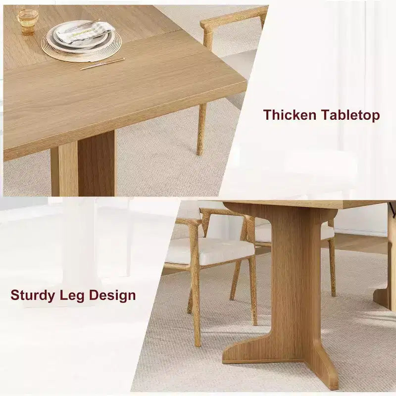 CuisinSmart 71 Dining Table for 6 to 8 People, Modern Dinner Table with Unique Wooden Legs, Rectangle Dining Table