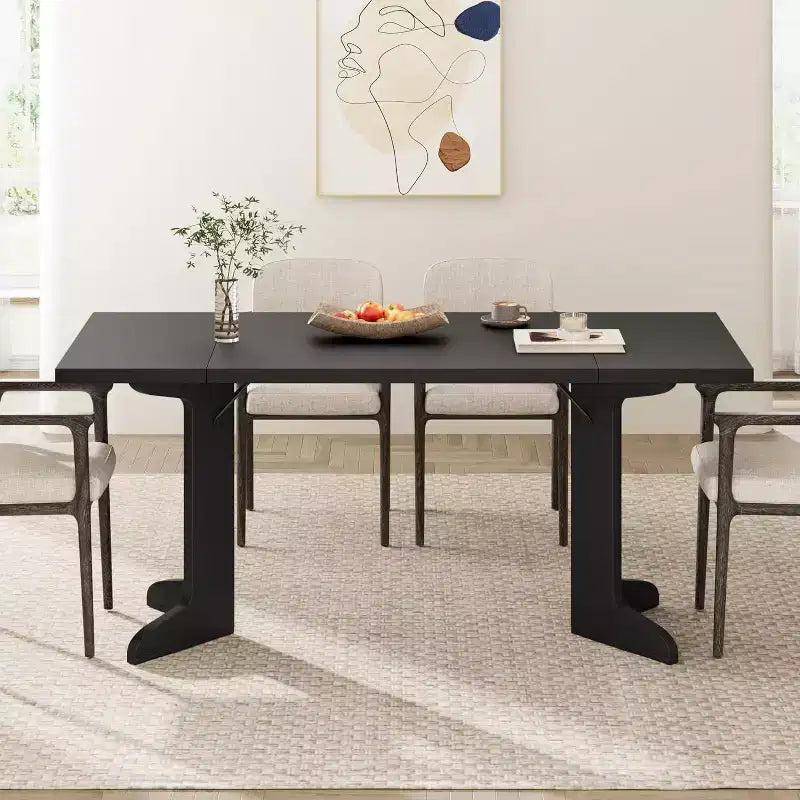 CuisinSmart 71 Dining Table for 6 to 8 People, Modern Dinner Table with Unique Wooden Legs, Rectangle Dining Table
