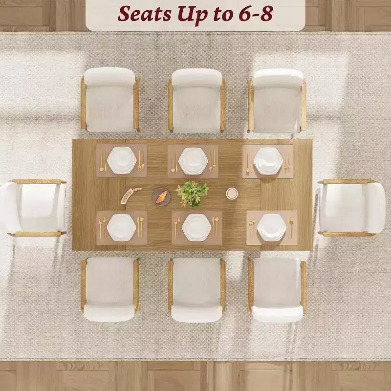 CuisinSmart 71 Dining Table for 6 to 8 People, Modern Dinner Table with Unique Wooden Legs, Rectangle Dining Table