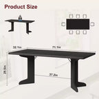 CuisinSmart 71 Dining Table for 6 to 8 People, Modern Dinner Table with Unique Wooden Legs, Rectangle Dining Table