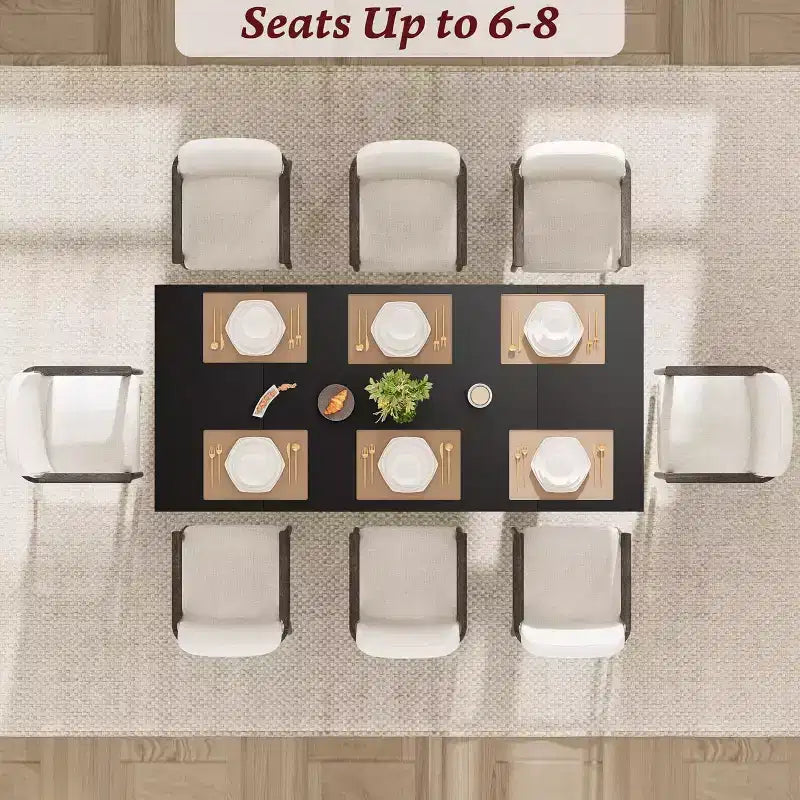 CuisinSmart 71 Dining Table for 6 to 8 People, Modern Dinner Table with Unique Wooden Legs, Rectangle Dining Table