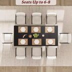 CuisinSmart 71 Dining Table for 6 to 8 People, Modern Dinner Table with Unique Wooden Legs, Rectangle Dining Table