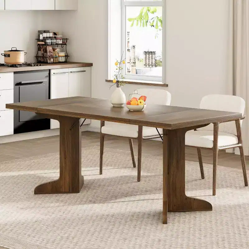 CuisinSmart 71 Dining Table for 6 to 8 People, Modern Dinner Table with Unique Wooden Legs, Rectangle Dining Table