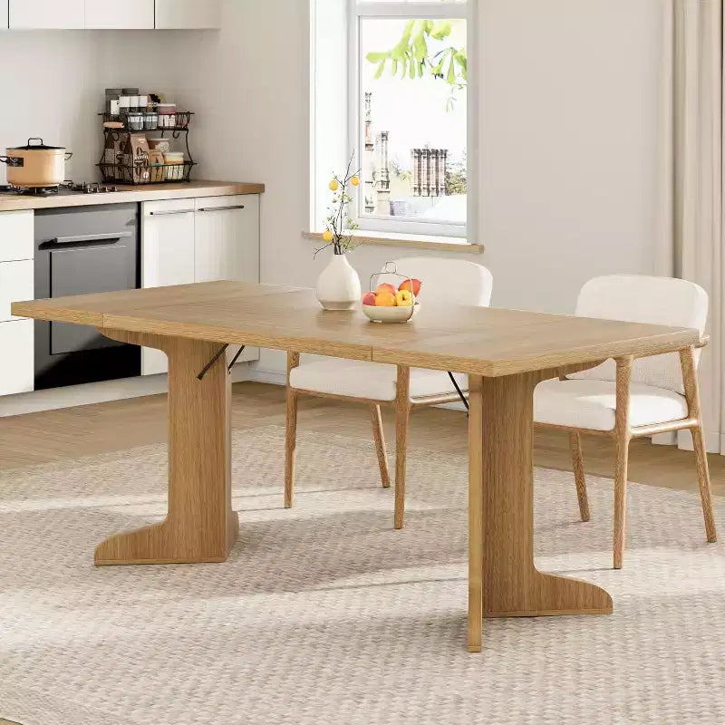 CuisinSmart 71 Dining Table for 6 to 8 People, Modern Dinner Table with Unique Wooden Legs, Rectangle Dining Table