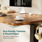 Ergonomic Height Adjustable Electric Standing Desk with T-Shaped Metal Frame and Memory Presets Modern Computer Workstation-47.20x23.60x46.40-Brown
