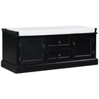 TUYOHW Storage Bench with 2 Drawers and 2 Cabinets, Shoe Bench with Removable Cushion for Living Room and Entryway, Black