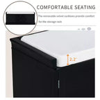 TUYOHW Storage Bench with 2 Drawers and 2 Cabinets, Shoe Bench with Removable Cushion for Living Room and Entryway, Black