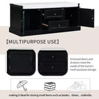 TUYOHW Storage Bench with 2 Drawers and 2 Cabinets, Shoe Bench with Removable Cushion for Living Room and Entryway, Black