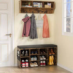 GustoWave Shoe Storage Bench with Cushion, 10-Cubby Shoe Rack, Adjustable Shelves, Multifunctional Shoe Organizer Bench for Entryway, Mudroom, Hallway