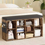 GustoWave Shoe Storage Bench with Cushion, 10-Cubby Shoe Rack, Adjustable Shelves, Multifunctional Shoe Organizer Bench for Entryway, Mudroom, Hallway