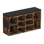 GustoWave Shoe Storage Bench with Cushion, 10-Cubby Shoe Rack, Adjustable Shelves, Multifunctional Shoe Organizer Bench for Entryway, Mudroom, Hallway