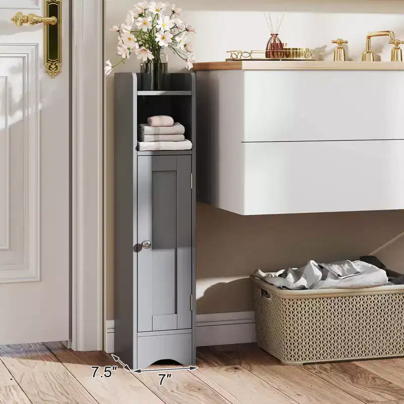 Costway Bathroom Storage Cabinet with Door Toilet Paper Holder Stand for Small Spaces Black/Gray/White