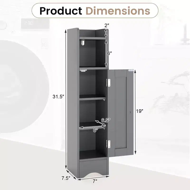 Costway Bathroom Storage Cabinet with Door Toilet Paper Holder Stand for Small Spaces Black/Gray/White