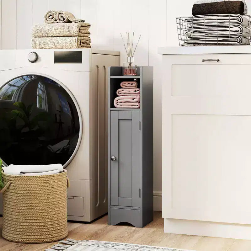 Costway Bathroom Storage Cabinet with Door Toilet Paper Holder Stand for Small Spaces Black/Gray/White