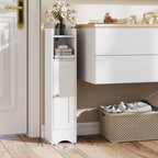 Costway Bathroom Storage Cabinet with Door Toilet Paper Holder Stand for Small Spaces Black/Gray/White