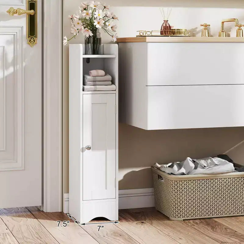 Costway Bathroom Storage Cabinet with Door Toilet Paper Holder Stand for Small Spaces Black/Gray/White