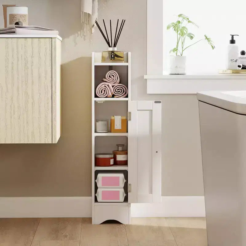 Costway Bathroom Storage Cabinet with Door Toilet Paper Holder Stand for Small Spaces Black/Gray/White