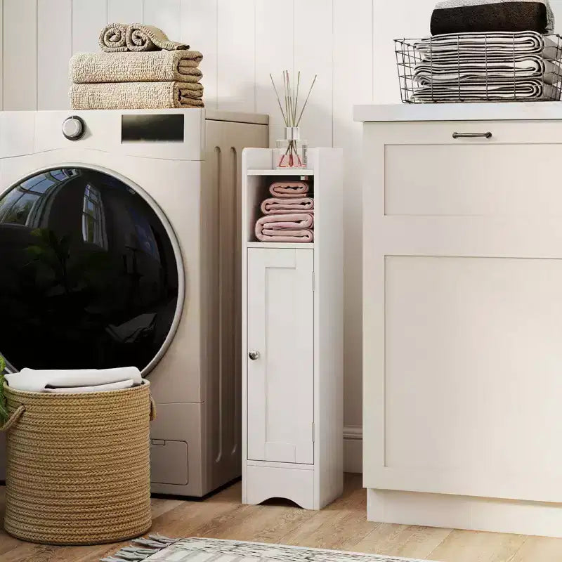 Costway Bathroom Storage Cabinet with Door Toilet Paper Holder Stand for Small Spaces Black/Gray/White