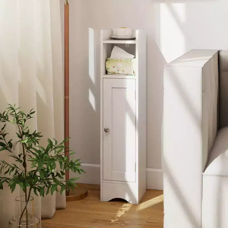 Costway Bathroom Storage Cabinet with Door Toilet Paper Holder Stand for Small Spaces Black/Gray/White