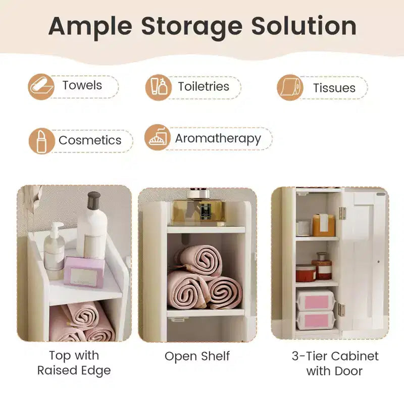 Costway Bathroom Storage Cabinet with Door Toilet Paper Holder Stand for Small Spaces Black/Gray/White
