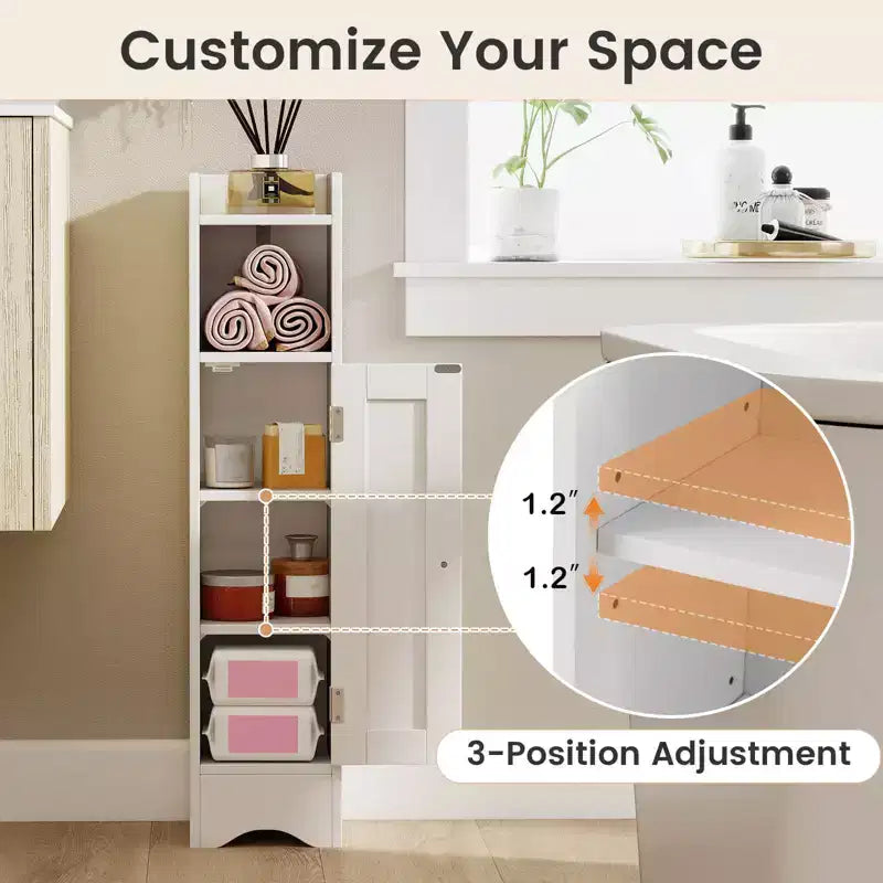 Costway Bathroom Storage Cabinet with Door Toilet Paper Holder Stand for Small Spaces Black/Gray/White