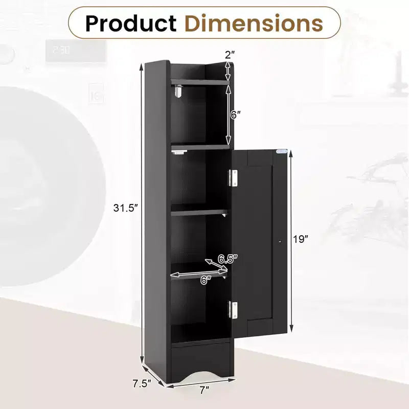 Costway Bathroom Storage Cabinet with Door Toilet Paper Holder Stand for Small Spaces Black/Gray/White