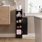 Costway Bathroom Storage Cabinet with Door Toilet Paper Holder Stand for Small Spaces Black/Gray/White