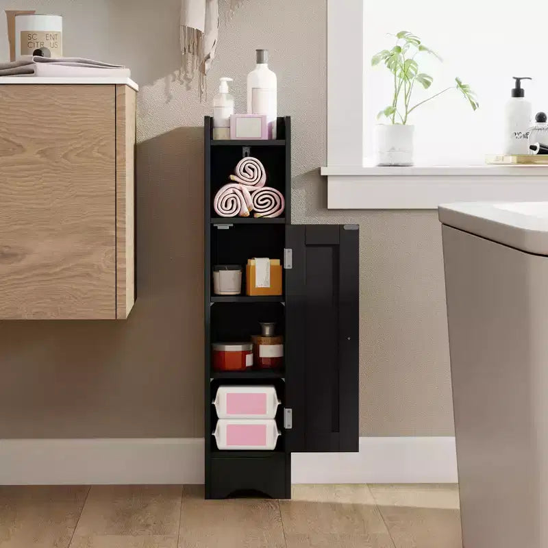 Costway Bathroom Storage Cabinet with Door Toilet Paper Holder Stand for Small Spaces Black/Gray/White