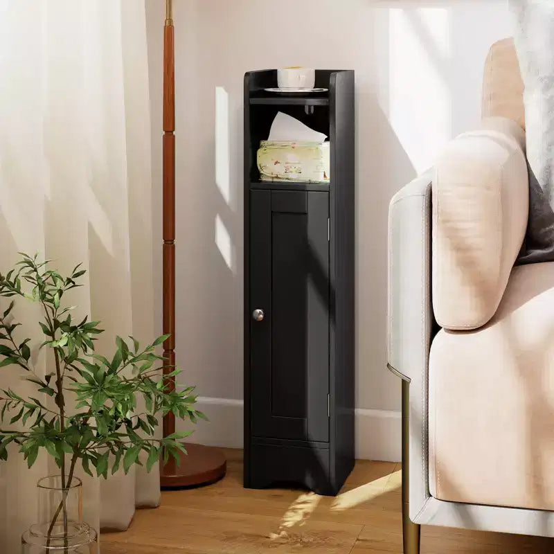 Costway Bathroom Storage Cabinet with Door Toilet Paper Holder Stand for Small Spaces Black/Gray/White