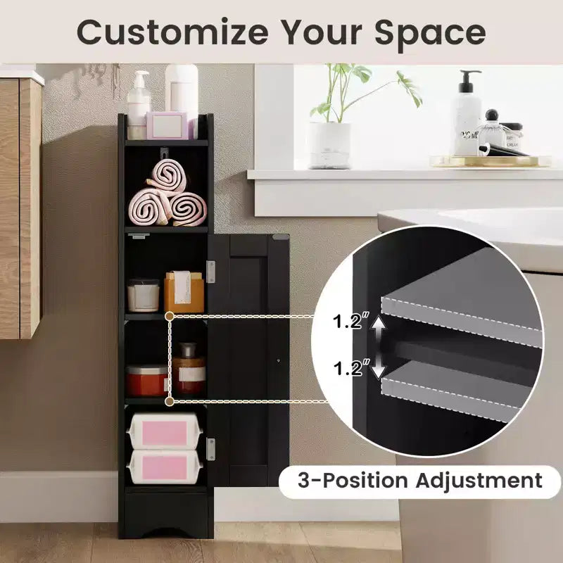 Costway Bathroom Storage Cabinet with Door Toilet Paper Holder Stand for Small Spaces Black/Gray/White