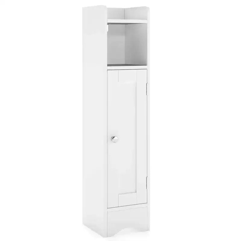 Costway Bathroom Storage Cabinet with Door Toilet Paper Holder Stand for Small Spaces Black/Gray/White