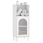 Costway Bathroom Floor Cabinet Wood Side Storage Organizer with Adjustable Shelf White/Black/Gray/Natural