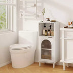 Costway Bathroom Floor Cabinet Wood Side Storage Organizer with Adjustable Shelf White/Black/Gray/Natural