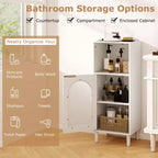 Costway Bathroom Floor Cabinet Wood Side Storage Organizer with Adjustable Shelf White/Black/Gray/Natural