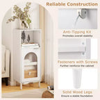 Costway Bathroom Floor Cabinet Wood Side Storage Organizer with Adjustable Shelf White/Black/Gray/Natural