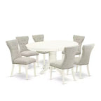 HomeStock Belmont Solid Wood Dining Table Set 7-Piece - 6 Parson Dining chair and Round Table