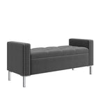 HL Home Furnishings,Square Arm Tufted Storage Ottoman