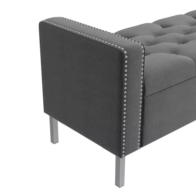 HL Home Furnishings,Square Arm Tufted Storage Ottoman