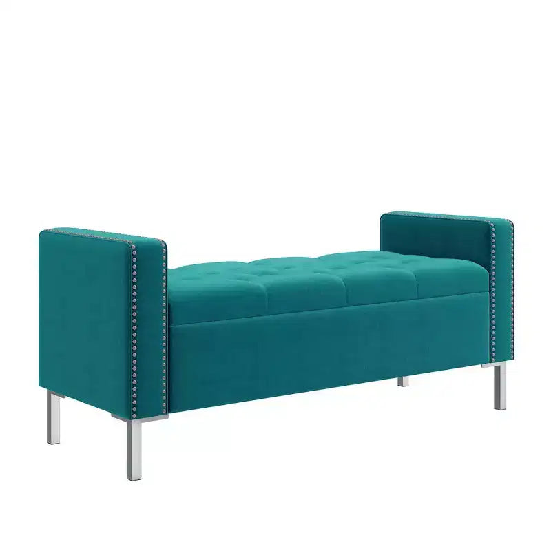 HL Home Furnishings,Square Arm Tufted Storage Ottoman