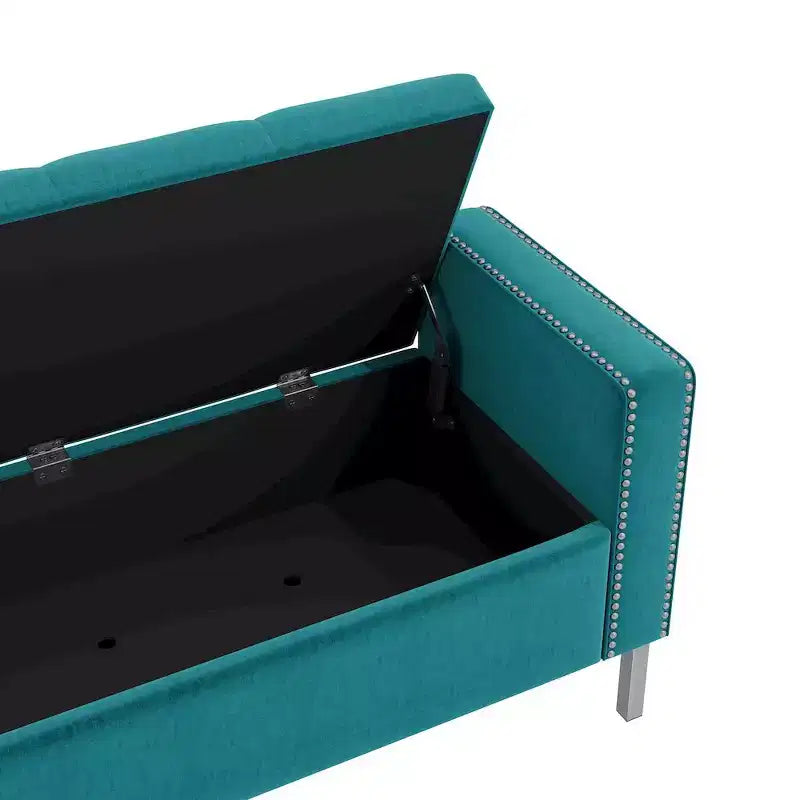 HL Home Furnishings,Square Arm Tufted Storage Ottoman