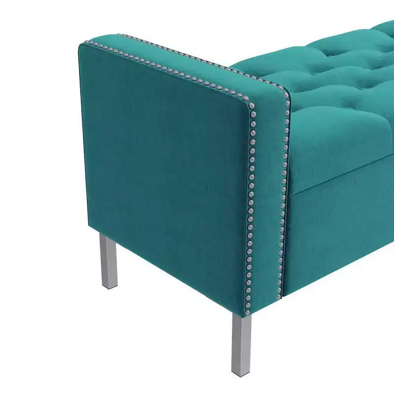 HL Home Furnishings,Square Arm Tufted Storage Ottoman