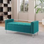 HL Home Furnishings,Square Arm Tufted Storage Ottoman