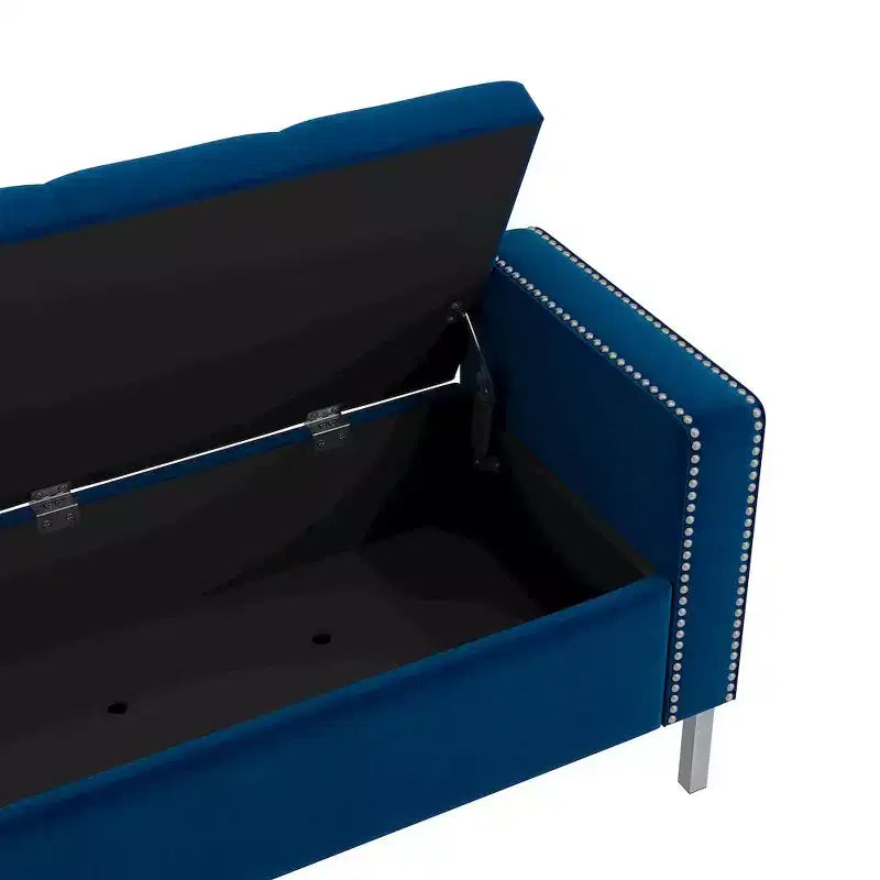 HL Home Furnishings,Square Arm Tufted Storage Ottoman