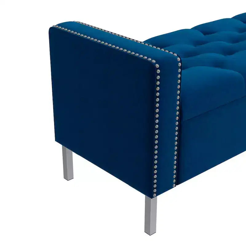 HL Home Furnishings,Square Arm Tufted Storage Ottoman