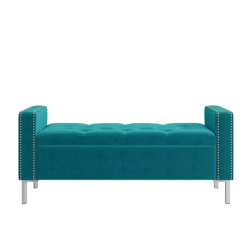 HL Home Furnishings,Square Arm Tufted Storage Ottoman