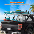 Truck Rack Ladder Rack - 71 Aluminum 800lb Capacity, No-Drill C-Clamps, Universal Fit for Pickup Beds, Powder Coated